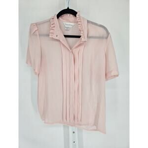 Susan Hutton Womens Sz 12 Short Sleeve Button Up Blouse Light Pink Vintage